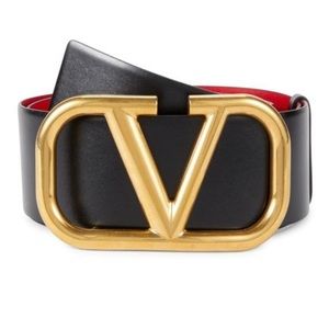Authentic Valentino Reversible Logo Slide Buckle leather Belt